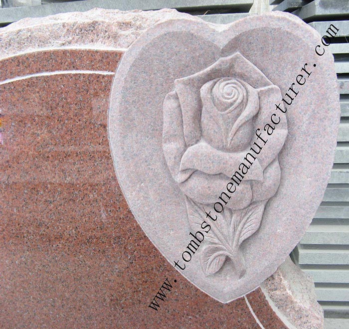 rose carving granite headstone7